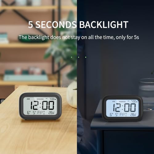 Doomay DM5293B Digital Alarm Clock Bedside - Battery Powered Clock With Lcd Display Volume Adjustable Snooze And Weekend Mode thumb #4