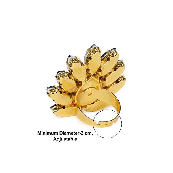 ZAVERI PEARLS Green Crystal Shine Stones Party Bling Contemporary Adjustable Finger Ring For Women-ZPFK10013 - Image 5