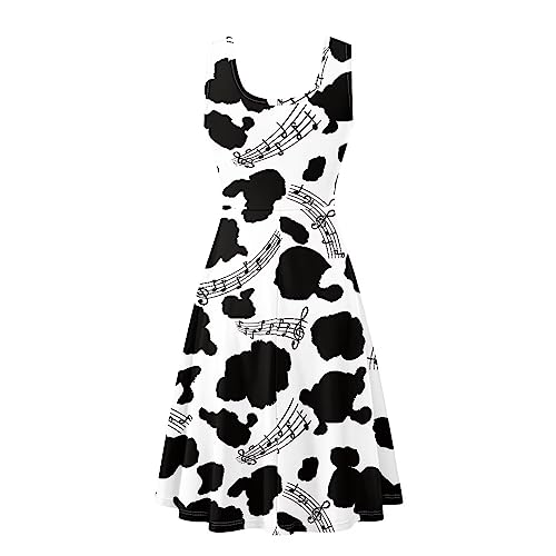 Image of Women's Casual Loose Sundress Midi Sleeveless Crewneck Dress Summer Beach Tank Dress with Pockets
