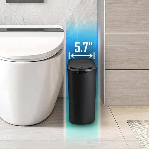 Cesun Automatic Motion Sensor Black Bathroom Trash Can with Lid, 2.6 Gallon Touchless Trash Bin, Smart Plastic Slim Garbage Can Small Wastebasket for Toilet, Office, rv, Bedroom, Living Room by Cesun - Image 7