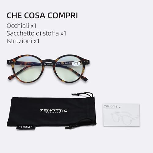 ZENOTTIC Occhiali da Lettura Presbiopia Anti Luce Blu con Lenti Antiriflesso Uomo e Donna Leggero Telaio Rotondo Vintage Occhiali0.0 1.0 1.5 2.0 2.5 3.0 3.5 - 7