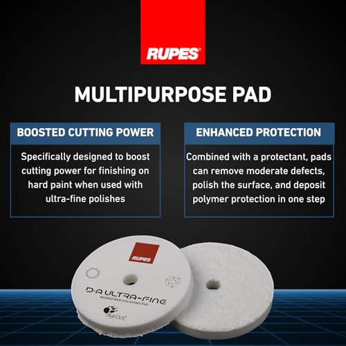 Image of RUPES 85mm Pack of 48 White D-A Ultra-FINE Microfiber Polishing Pads | Compatible with 3 inch Backing Plate | Enhances Final Finish & Gloss | Reduces Extremely Fine Micro-Marring and Swirl Markings