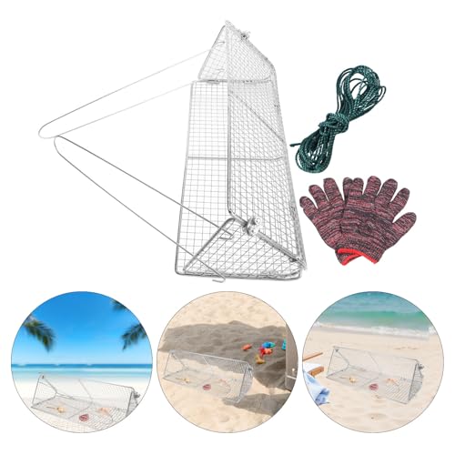 Tamis à sable en acier inoxydable et filet à crabes haut de gamme avec moufles de plage - 8