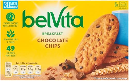 Belvita Breakfast Biscuits Low Sugar Chocolate Chips, 225 g (Pack of 1)