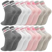 Utensilsto 8 Paar Mädchen Tennissocken, Retro Streifen Herzmuster Socken, Sportsocken für Kinder, Weiche Baumwollsocken mit hohem Rippbund, 3-6 Jahre