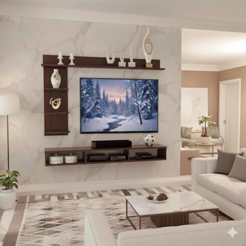 Image of 48 inches Base Tv Unit /Cabinet Set Elegant Home decoret Style Wall Stand Home decore Wall for Living Room | Dining Room | Outdoor | Kid's Room (Mocha Wenge)