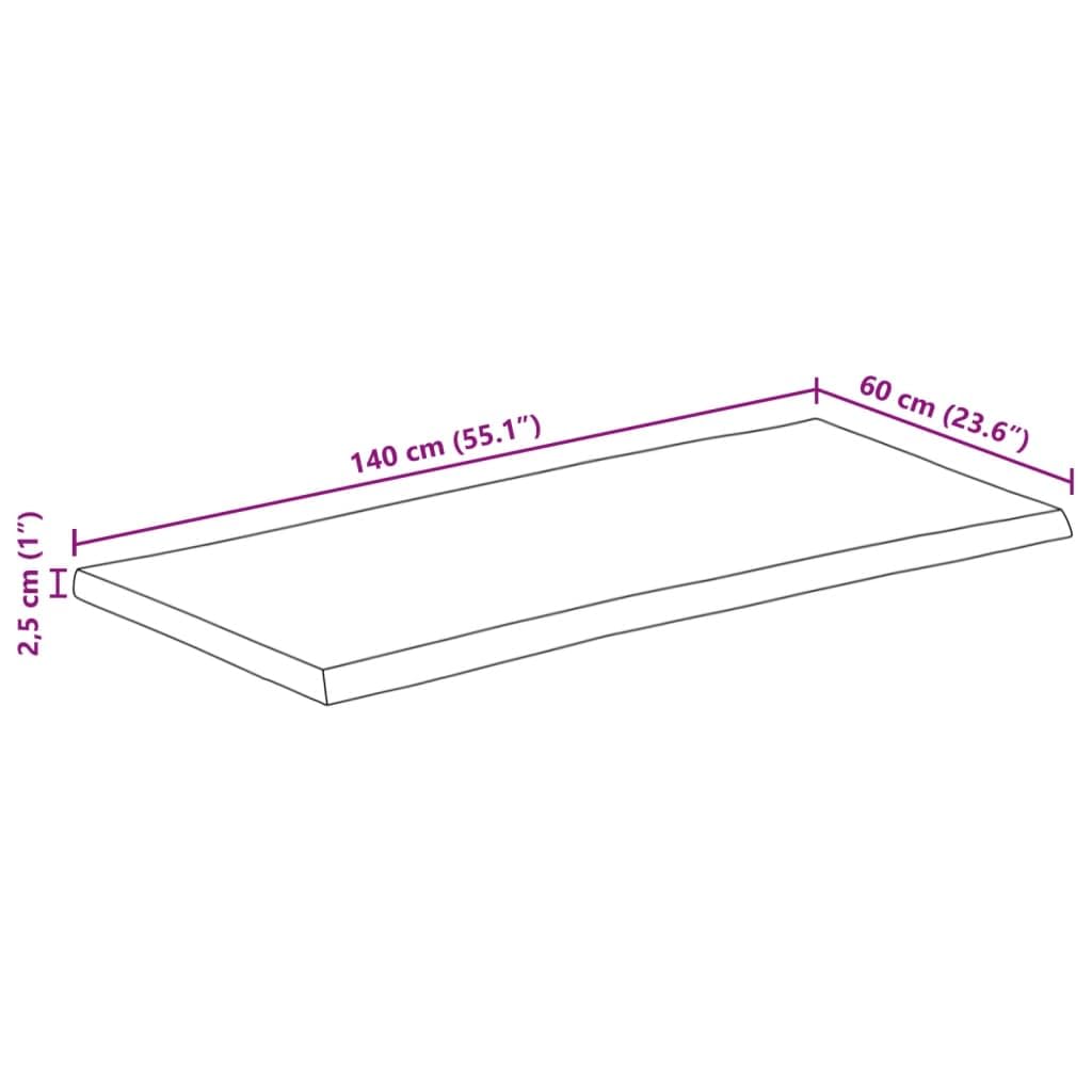 Dessus de table 140x60x2,5 cm bord vivant bois massif manguier