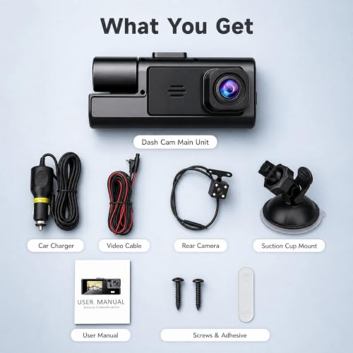 1080P 3 Channel Dash Cam, Wi-Fi DashCam, 1080P Front and Rear Inside, 2’’ Display Mini Car Camera, HDR Night Vision, Loop Recording, G-Sensor, 24H Parking Mode, 170°Wide Angle (Black) - image 9