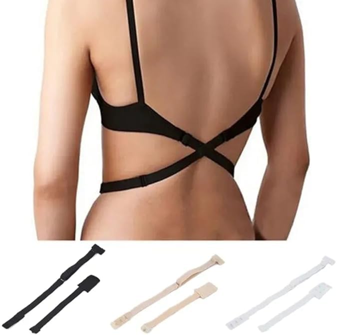 Women's And Girls Low Back Bra Adjustable Strap Convertor 2 Hook Extender Strap for Backless Outfits Soft Bra Strap for Women in Pregnancy or Weight gain (Pack Of 3, Black Beige White)-image-26