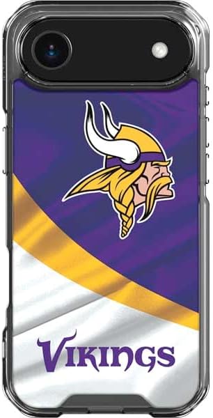 Skinit Clear Phone Case Compatible with iPhone 17 Air - Officially Licensed NFL Minnesota Vikings Black & White Design