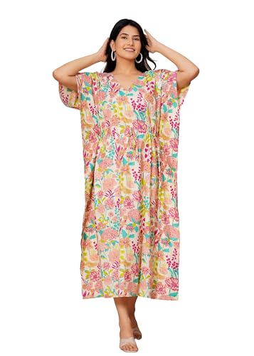 Kaftan indien en coton contre la chaleur : robe maxi fluide faite à la main
