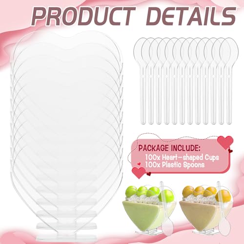 50% OFF Juego de 100 tazas de postre corazón desechables
