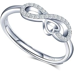 Anillo Pandora Nudo Infinito MICGIGI Anillo abierto de plata de ley 925 para mujer, símbolo del infinito, anillo ajustable con circonita, Plata, Cubic Zirconia