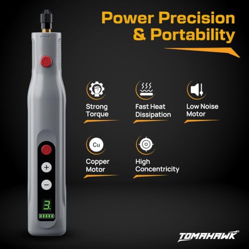 Image of TOMAHAWK MGK-3000 Cordless Electric Mini Drill Grinder Set - Variable Speed Rotary Tool Kit, Gray | For Drilling, Grinding, Cutting, Sanding & Polishing