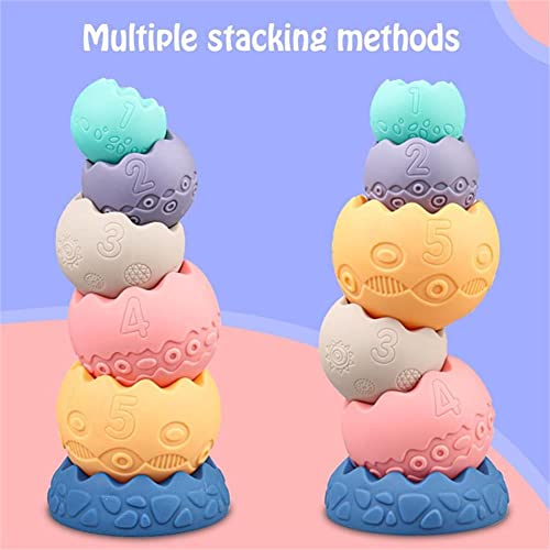 Baby Sensory Balls Teething Toys 6 9 12 18 Months Soft Building Blocks Toddlers Montessori Fine Motor Skills Stacking Ring Infant Boys Girls Easter Basket Stuffers Gifts One 1 2 3 Year Old by HAHAone - Image 5