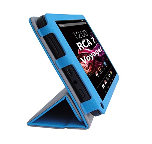 HappyZone PU Leather Case Cover For RCA 7 Voyager Tablet (Model RCT6773W22), Blue