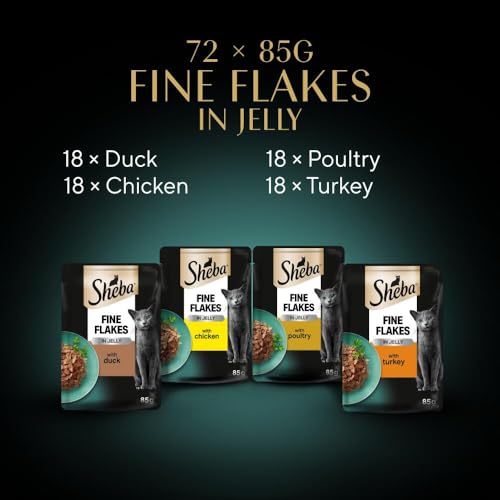 SHEBA Katzenfutter nass - 72x85g Portionsbeutel - Geflügel Variation in Gelee - Nassfutter für Katzen - 1 Großpackung
