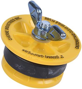 Cherne 2 in Pipe Plug, Mechanical, Yellow, Natural Rubber O-Ring, ABS Glass-Reinforced Plates