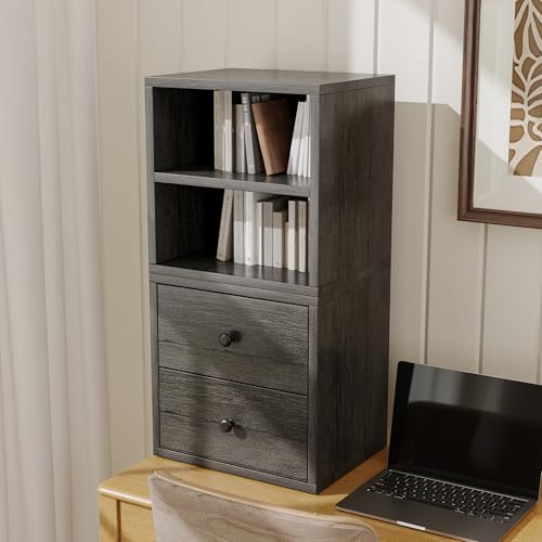 FUSUNBAO Magic DIY Cube Storage Organizer Stackable Cubes for Home Books Clothes Toy-Modular Cubby Storage System-Office Cubical-Bookcase Closet (French Oak,Door Cube) by FUSUNBAO - Used condition - Image 6