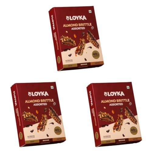 Image of Loyka Almond Brittle Assorted Choco Box - 14 pcs | Premium Chocolate Gift Hamper | Choco & Nut Dryfruit Delicacy | Roasted California Almonds (40%), Dark Choco & Salted Caramel | Any-time snack