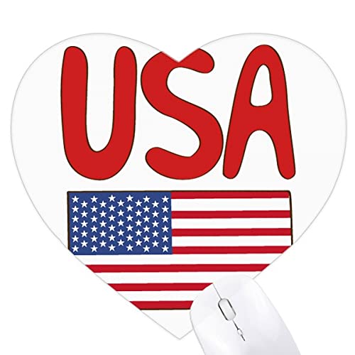 Tapis de souris drapeau américain en cœur rouge fini les glissements