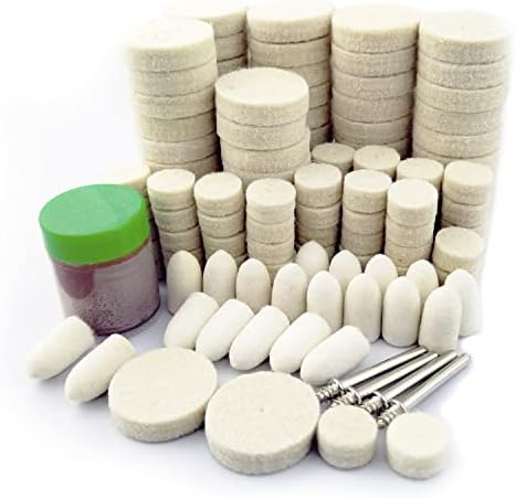 Merryland Flet Polishing Wheel for Dremel 145pcs, Polishing Pad Buffing Wheel Cone 140pcs Polishing Compound Paste 1pcs and Mandrel 4pcs, Rotary Tool Accessory Set Electric Power Tool DIY, RMTA145C1
