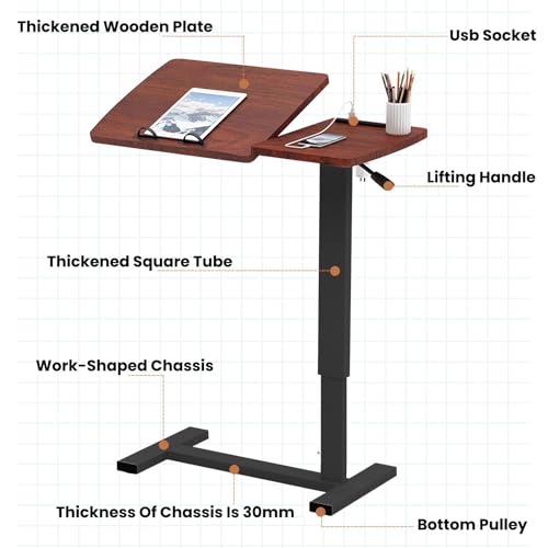Mesas de noche ajustables con puerto USB y tablero inclinable multiángulo 3
