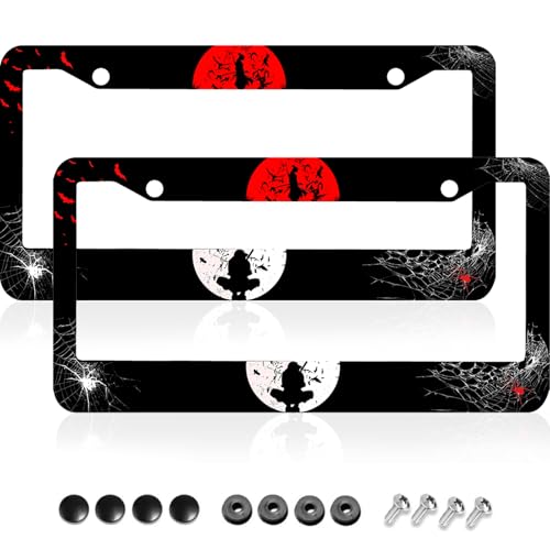 Anime License Plate Frames Aluminum License Plate Frame with Screw Caps Cute License Plate Holderfor Cars 12x6 (Spider)
