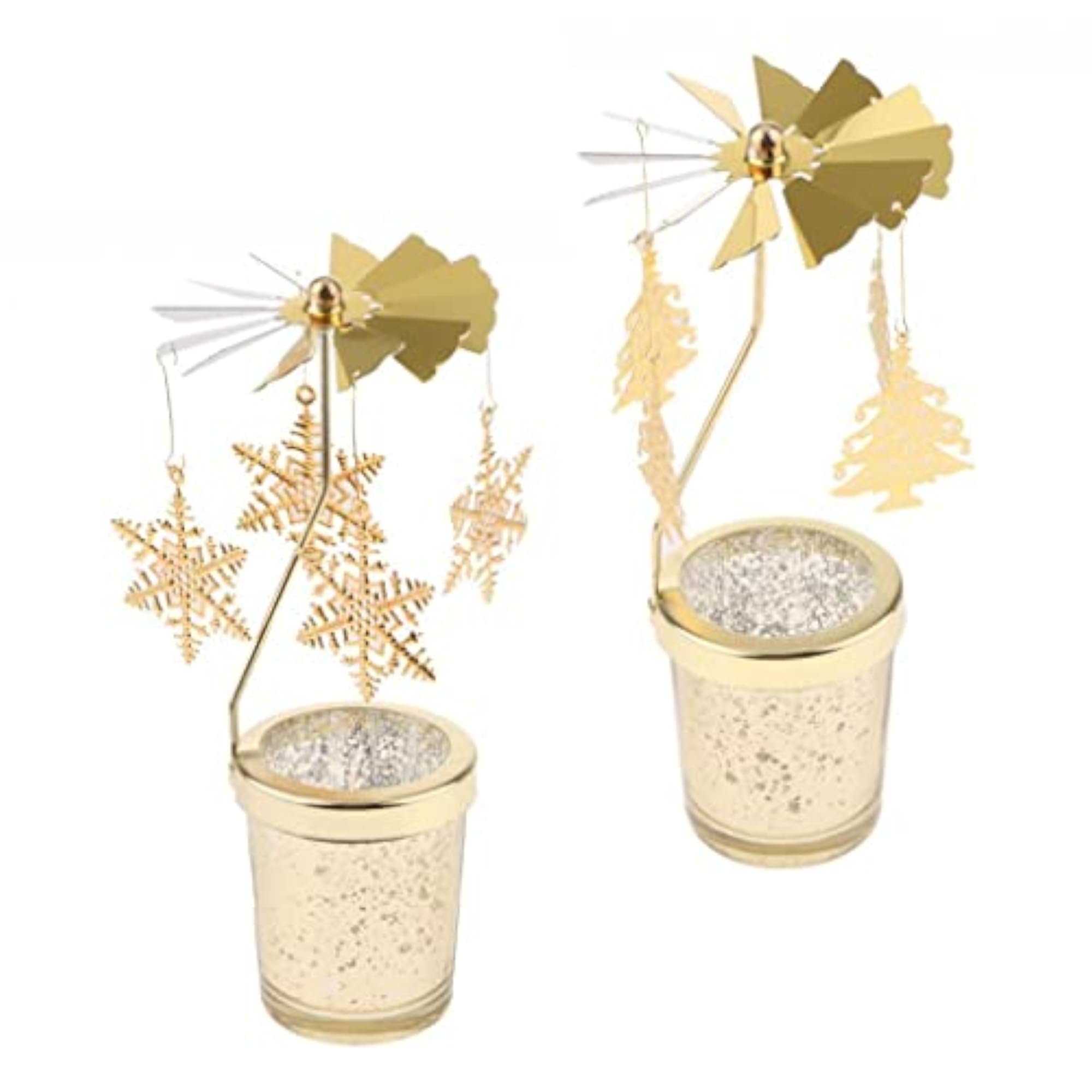 2PCS Christmas Rotating Candle Tea Light Holder