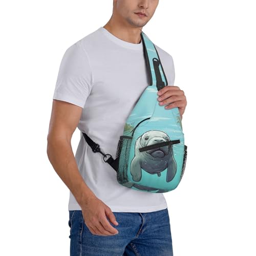 Mochila tipo sling negra con diseño de personajes miniatura 7
