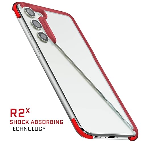 Image of Ghostek Covert Galaxy S23 Plus Clear Phone Case with Military Grade Shockproof Protection, Non-Slip Grip, Protective Silicone Cover Designed for 2023 Samsung Galaxy S23+ (6.6 inch) (Red)