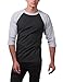 Pro Club Men's 3/4 Sleeve Crew Neck Baseball T-Shirt, Black/Heather Gray, Large