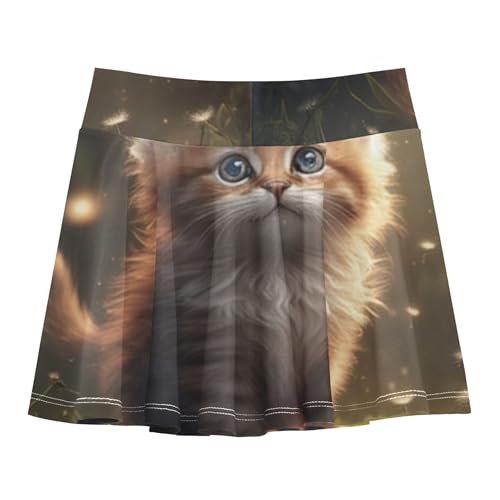 Digital Cat Painting Kitten Girls Skorts Athletic Shorts Tennis Skirts Kids Preppy Little Girl 3t2