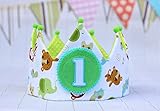  Corona bebe cumpleaños unisex, corona de tela de dibujos de los animales de la selva 1-5 años