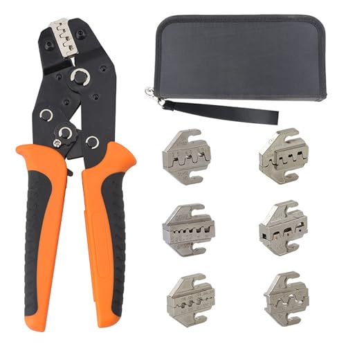 Set di pinze crimpature 6 matrici intercambiabili, strumenti termorestringenti, connettori terminali a cricchetto, pinza crimpatrice borsa trasporto