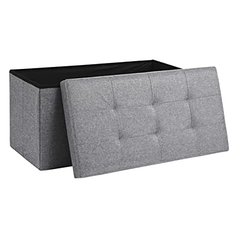 AKA Light Grey Storage Ottoman with Lid Cover