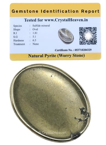Image of Certified Pyrite Crystal Thumb Worry Pebbles Stones for Anxiety Stress Relief Massage - AAA Grade Original Healing Gemstone Agate Rubbing Stone for Yoga Meditation Spiritual Reiki Feng Shui