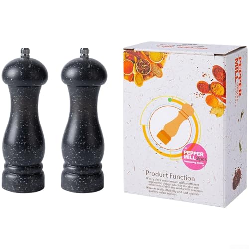 Molinillo de pimienta ajustable fabricado con polipropileno apto para alimentos y madera maciza para una molienda constante sin deslizamiento (negro 3)