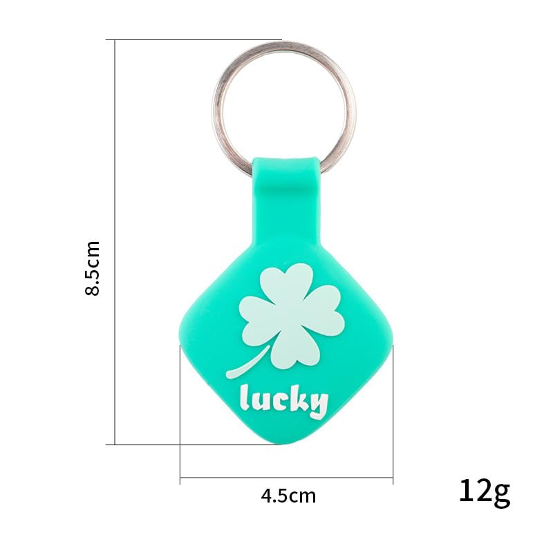 MC Fashion 3 Pack AirTag Holder for AirTag, Luminous Lucky Clover Soft Silicone Cover with Key Ring [Luminous Blue+Green+Turquoise] - image 3