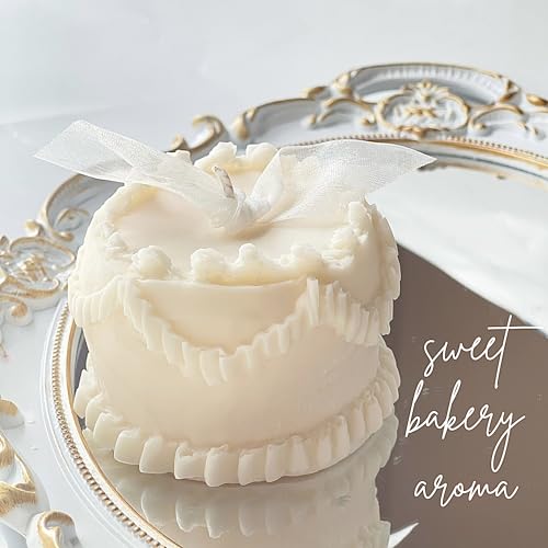 Vintage Coquette Aesthetic Soy Wax Cake Candle - Sweet Cake Scented Decorative Candle - Handmade Unique Home Decor Accent Piece - Perfect Gift Ideas - Image 5