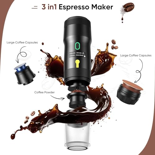 Tragbare 3-in-1-Kapselmaschine, kompatibel mit Nespresso Dolce Gusto und gemahlenem Kaffee, tragbare Mini-Kaffeemaschine, mehrere Kapseln, tragbar, klein, universell – Bild 7