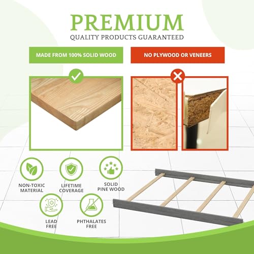 Image of Full-Size Conversion Kit Bed Rails for Oxford, Soho, Ozlo & Avalon Baby Convertible Cribs - Solid Wood - Toddler and Adult Rail for Full-Size Bed - Nursery & Baby Furniture (Marble Gray, Hook-On Kit)
