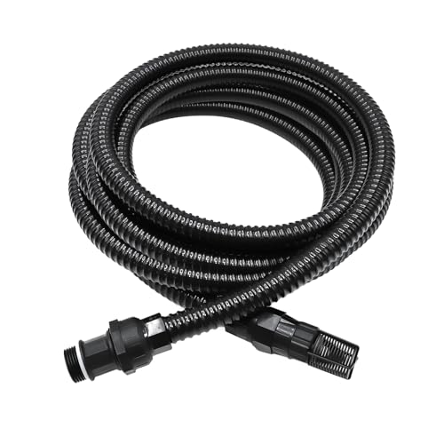 23FT x 1 Suction Hose Kit with Check Valve for Well Pump Water Intake Easy to Install for Quickly Water Sucking from Garden Pond Canal Reservoir Corrugated Pipe 23FT Long with 1Female Inlet