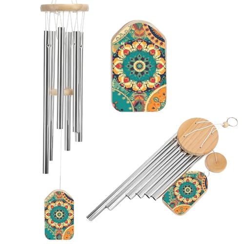 Outdoor Wind Chimes, Round Flower Printed Wind Chimes,Simple Wind Chimes,Curtain Wind Chimes for Home Decoration