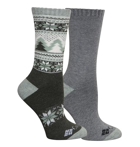 Columbia Women's Enchanted Forest Wool Crew Socks 2 Pair, St.Green/Charcoal, One Size