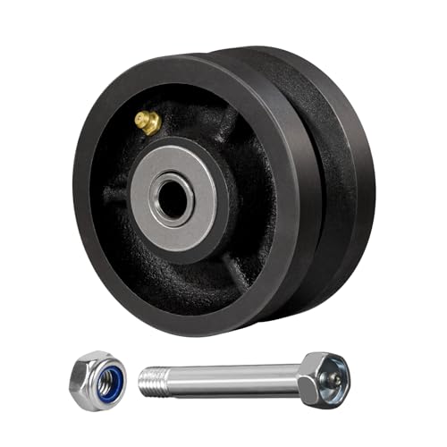 Image of 4 inch x 2 inch V-Groove Steel Wheel, 7 /8 inch Wide 90 Groove Fits 1 inch Angle Iron Track, Heavy Duty Industrial Track Wheel with Relief Groove, High Load Capacity(1 Pack)