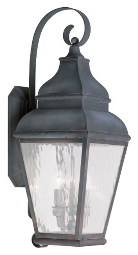 Livex Lighting 2605-61 Exeter 3-Light Outdoor Wall Lantern, Charcoal