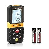PREXISO Laser Measure, 215Ft Laser Distance Meter with Multi-Measurement Units M/in/Ft, Backlit LCD 4 Line Display, 100 Sets Data Storage, Measuring Pythagorean Distance Area Volume