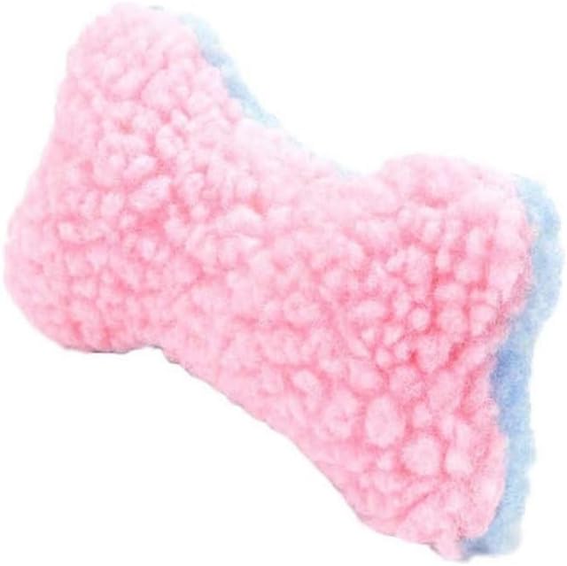 Juguete para perros pequeños, 4 pulgadas, chirriador de felpa para cachorros, forro polar suave, rosa y azul, elige hombre lanudo, hueso o juego de ambos (hueso de felpa)