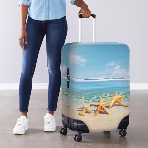 HUGS IDEA Beach Starfish Suitcase Protector Ocean Theme Luggage Cover with Zipper Closure Lightweight Polyester Scratch-Resistant Travel Covers for Women4